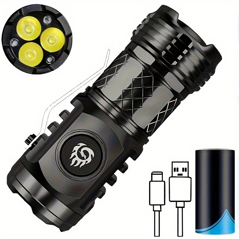 1pc Super Powerful Rechargeable Torch Flood Light, For Outdoor Camping,  Fishing, Hunting, Climbing, Adventure Emergency