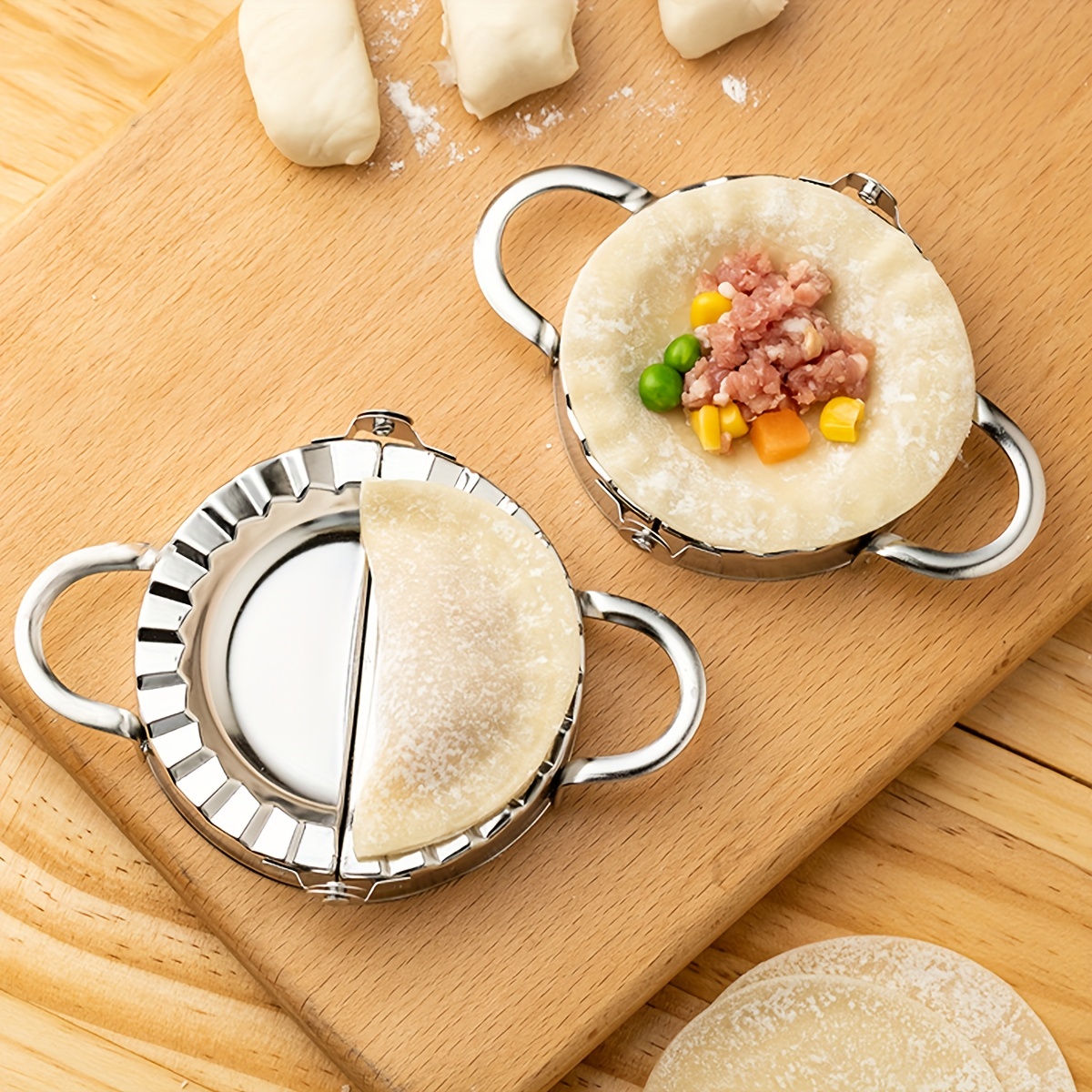 Amazingforless Dumpling Press, Medium Stainless Steel Pot Sticker Mold Maker Wrapper, Dough Pie Pastry Cutter Kitchen Gadget