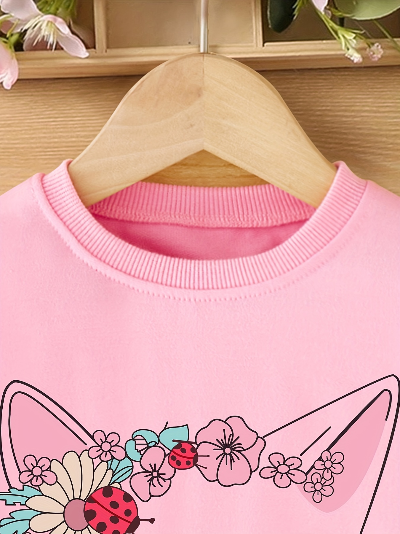 Cute Pretty Cat Print Girls Casual Creative Pullover - Temu