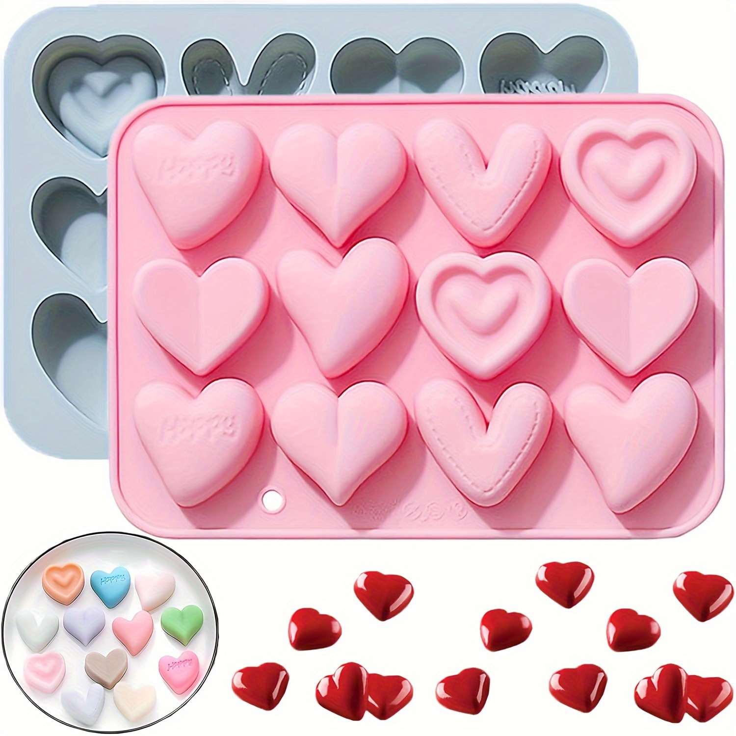 Silicone Moulds for Wax Melts with Dropper 55 Heart Mould Sweet Moulds Mini  Candy Molds Silicone Shape for Love Chocolate Soap Ice Cube Tray Jelly