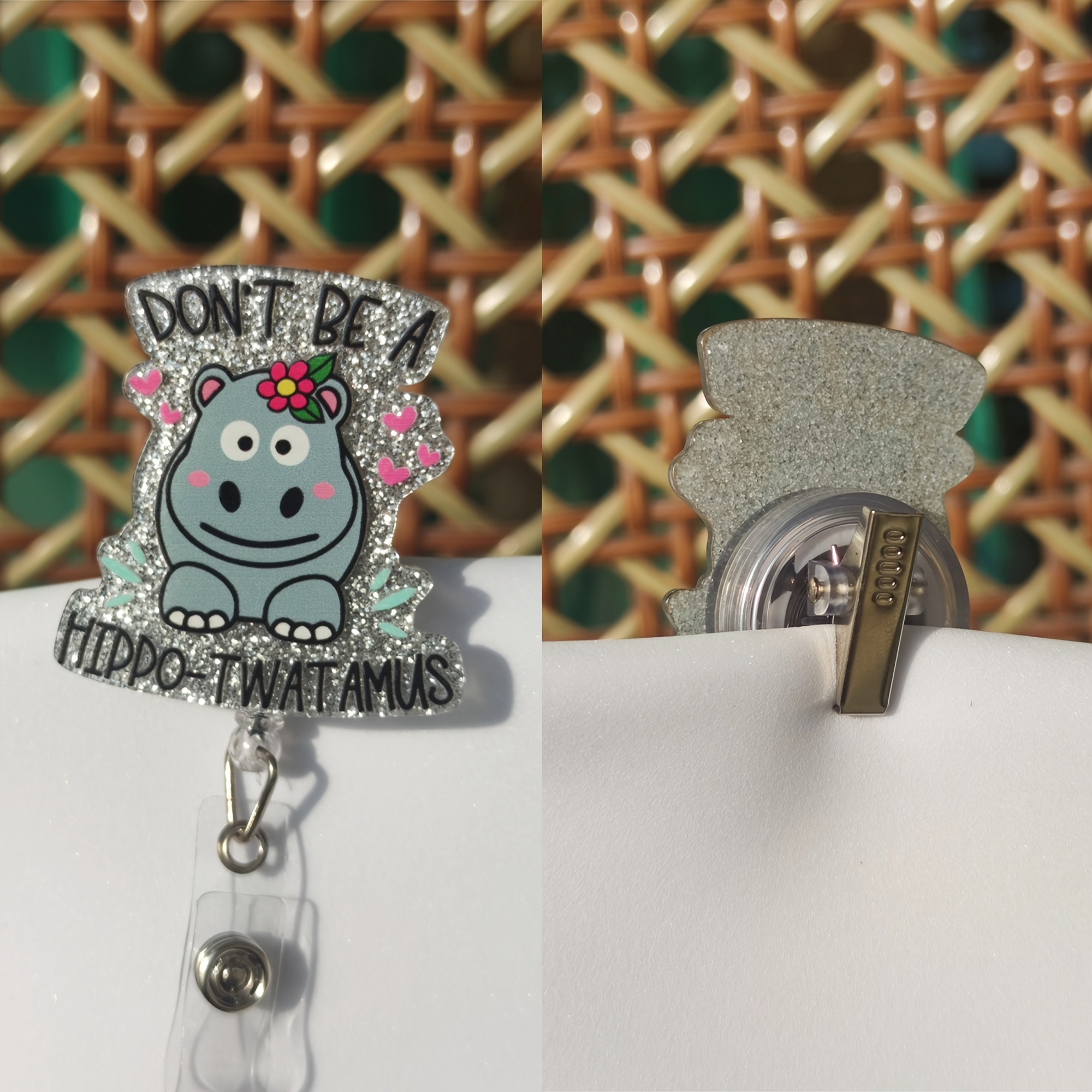 Don't A Hippo twatamus Retractable Badge Reel Clip Cute - Temu Australia