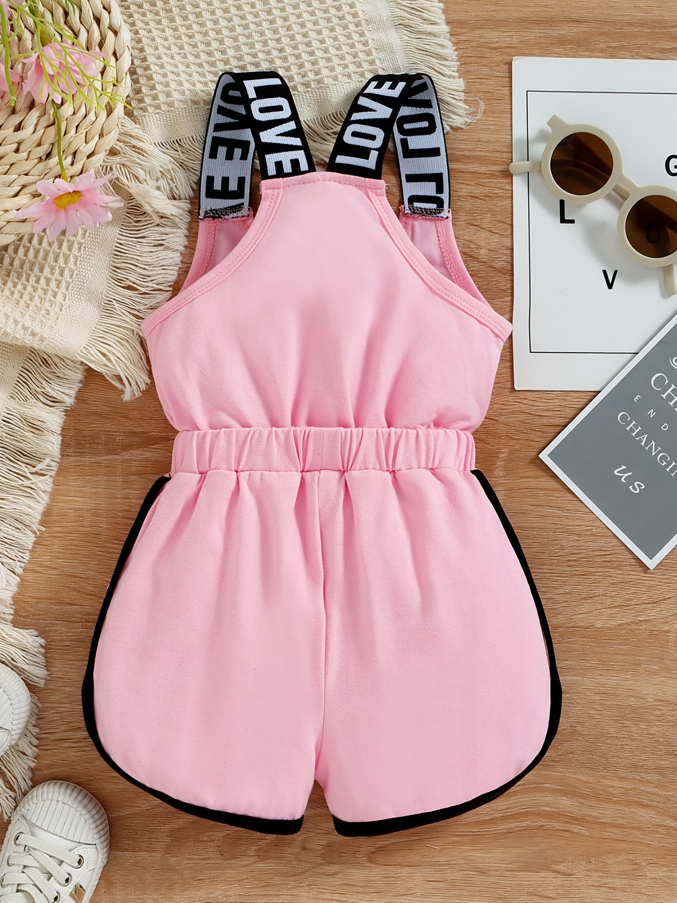 Cotton Ribbed Romper Spaghetti Strap for Toddler Girls