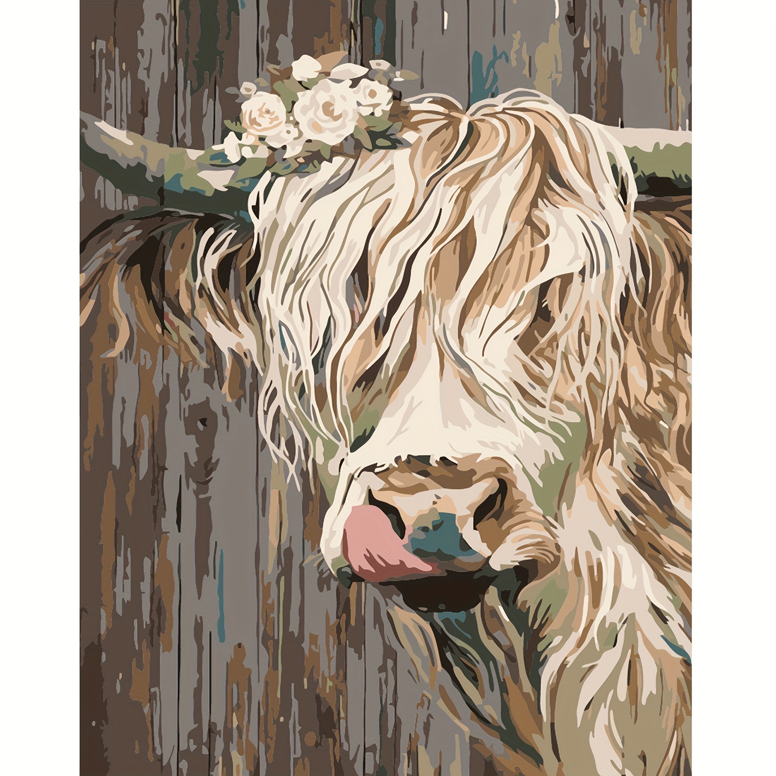 Paint By Numbers Kit DIY Oil Painting Framed Canvas Art Dog Cow