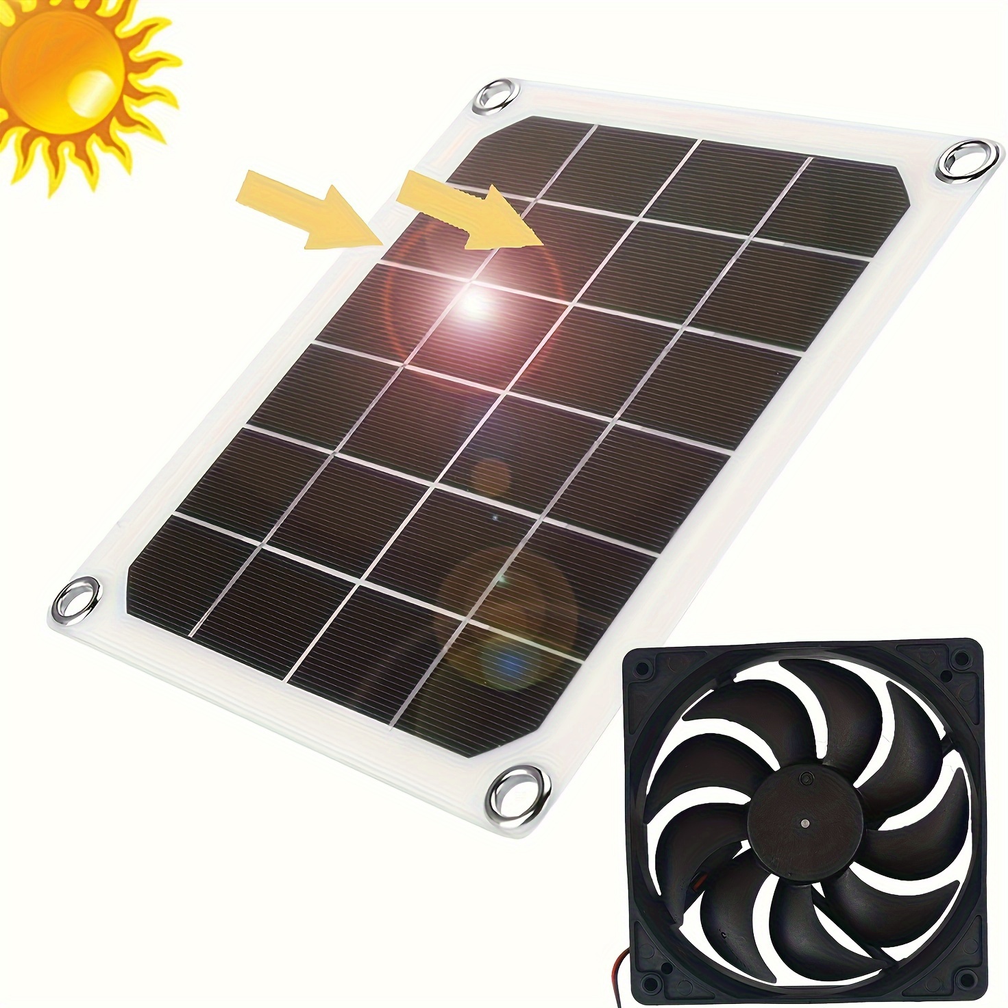 Ventilador solar, ventilador de enfriamiento USB alimentado por panel solar  de 10 W y 5 V | Ventilador portátil de invernadero, mini ventiladores