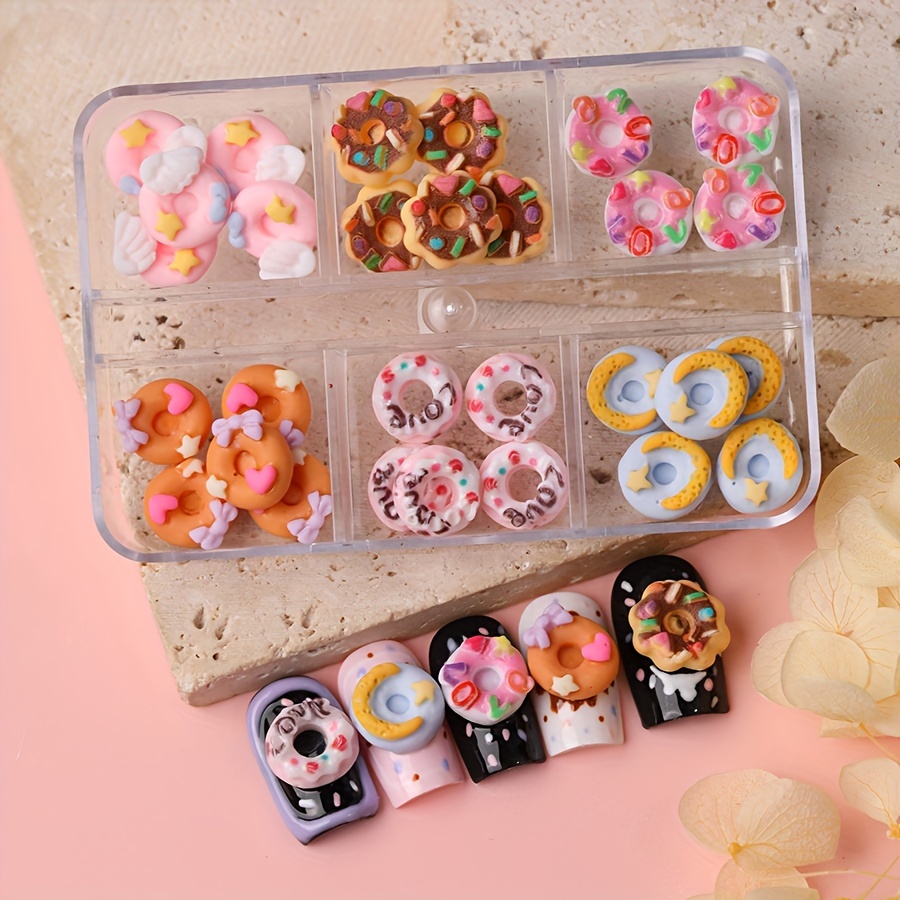 Resin Decoration 10 Pcs Donuts, Miniature Donuts Nail Charms