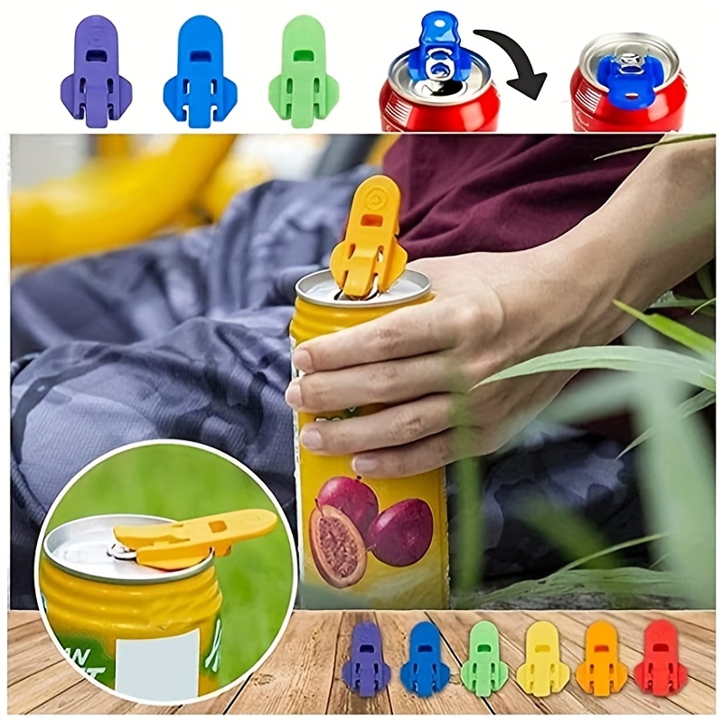 Manual Easy Can Opener, 6 Pcs Color Soda Beer Can Opener Beverage Can Protector, Premium Plastic Shields Tab Openers for Pop, Cover Beer or Soda Cans