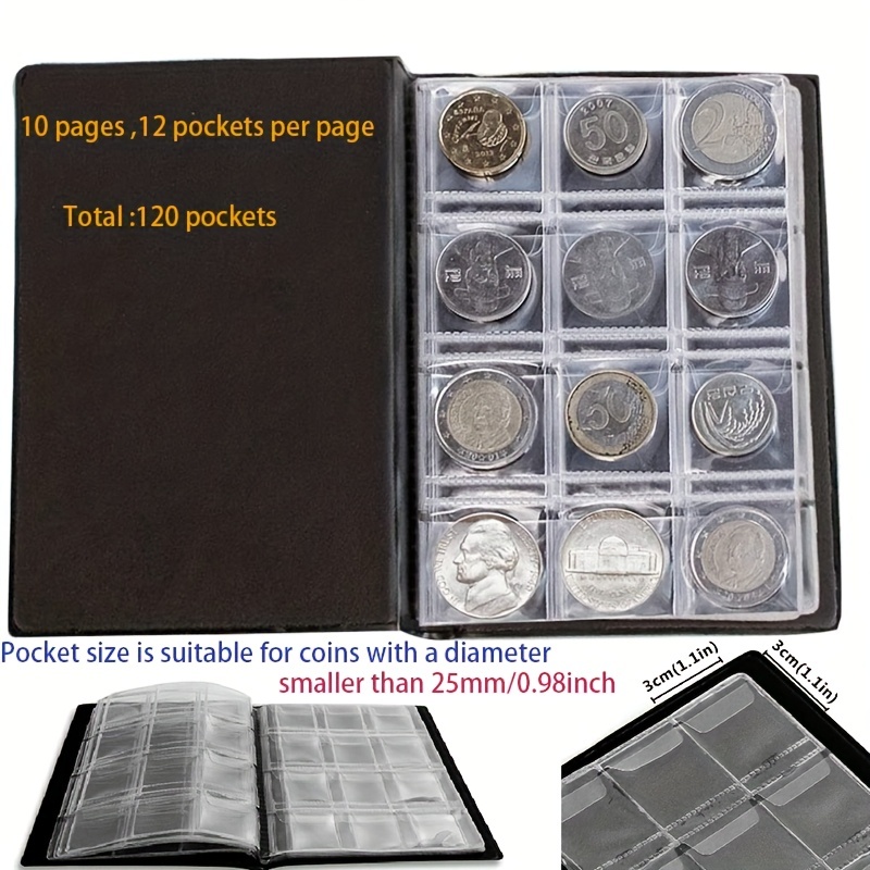 120 Grilles Album De Pièces Organisateur D'argent Livre De Collection Album  Photo Porte-monnaie Collecteur - Temu France