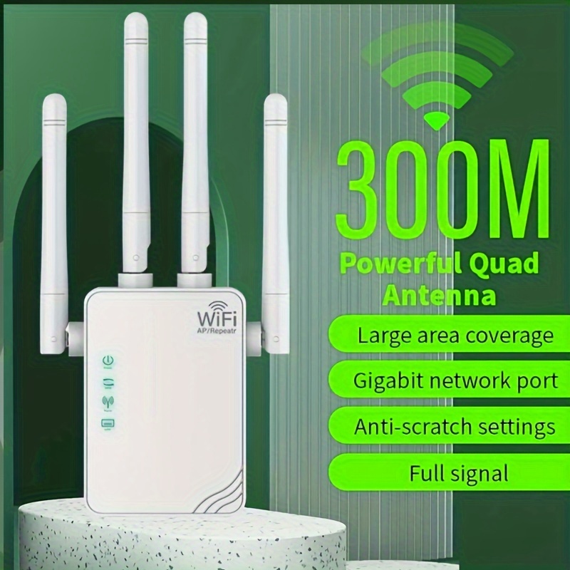 Amplificateur répéteur WiFi 2.4GHz 300Mbps, 2 Ports RJ45, antennes à Gain  élevé, Point d'accès, extension réseau longue portée