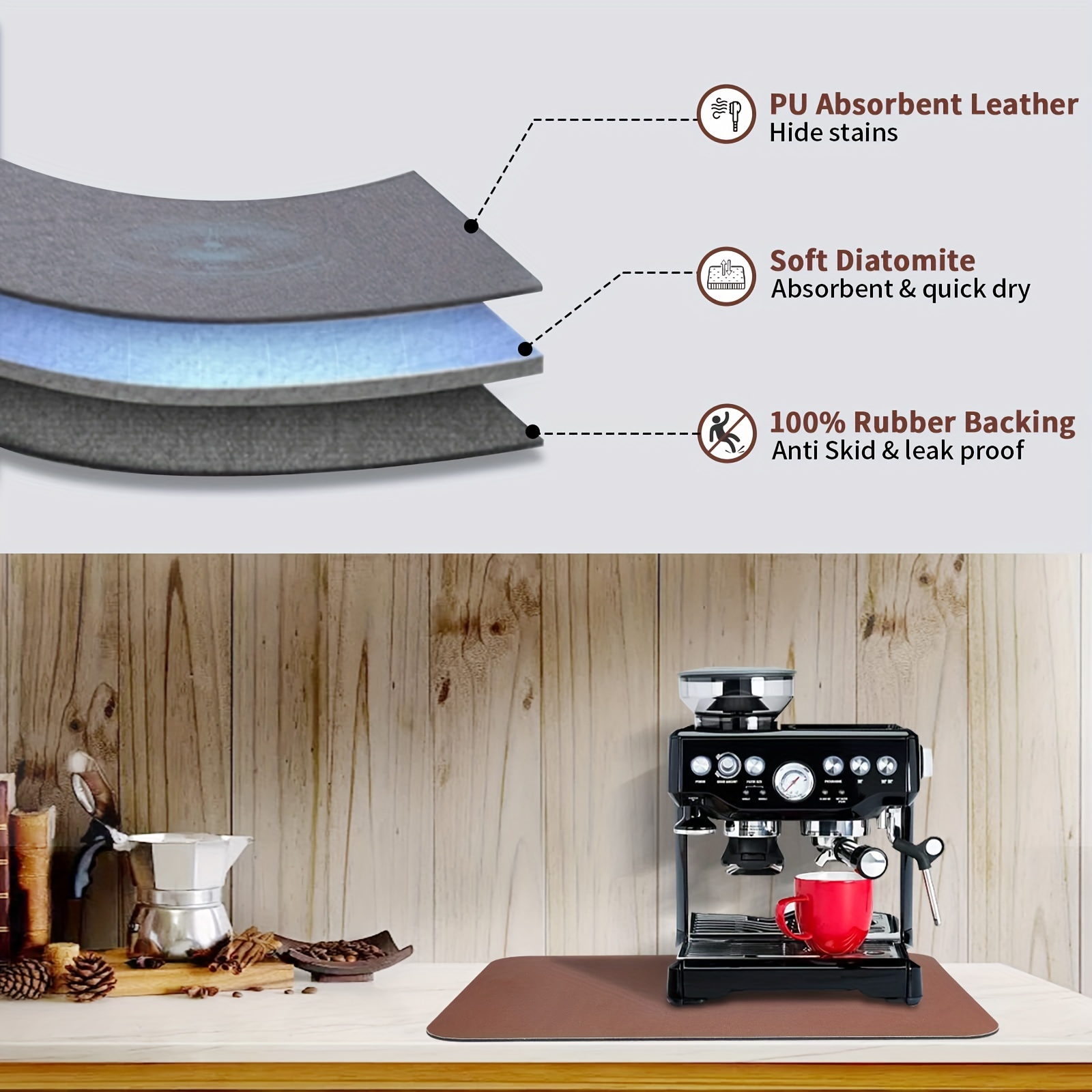 Dish Drying Pad Kitchen Countertop Absorbent Pad Coffee Bar - Temu