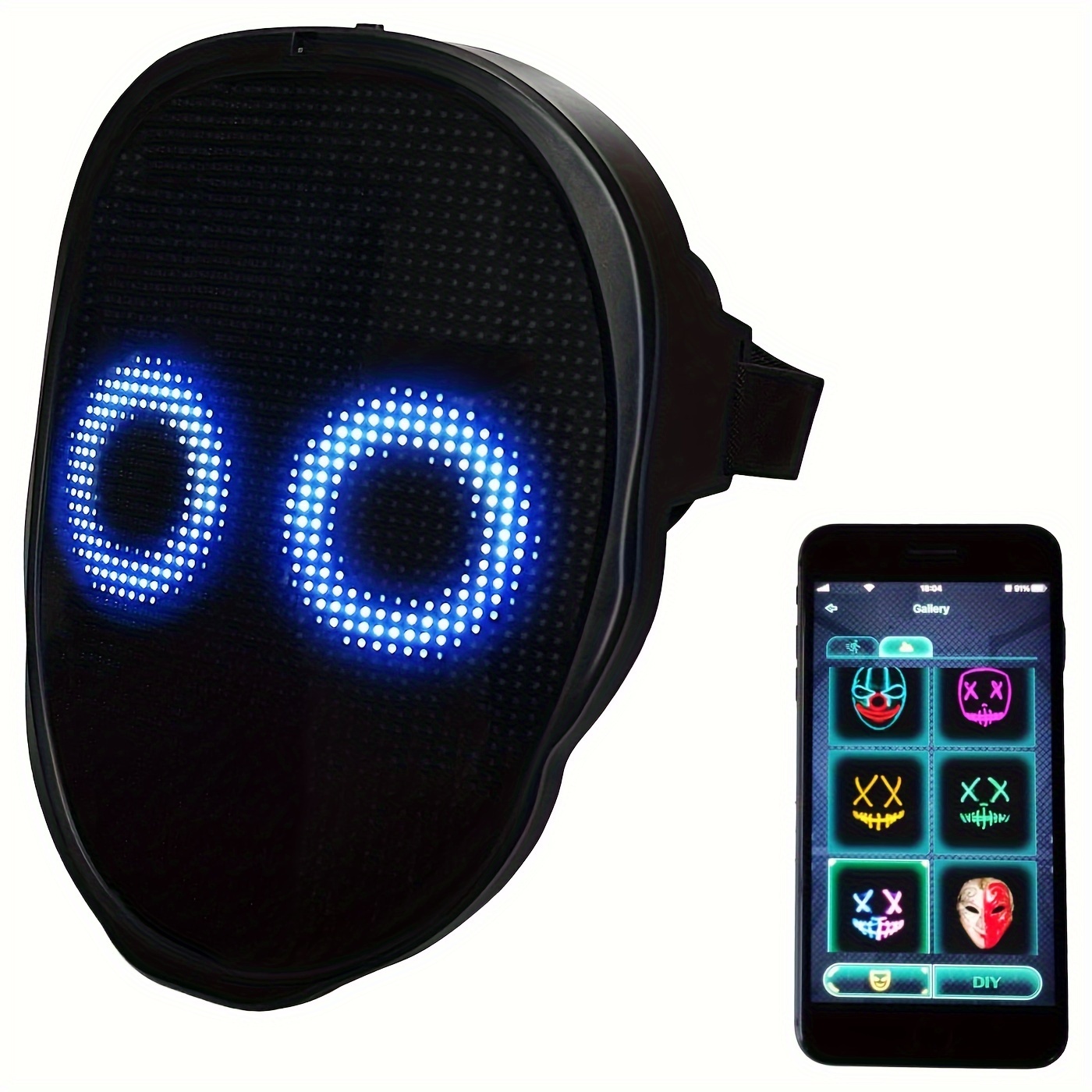 Masque facial à Led Programmable WIFI pour adultes, masque lumineux avec  vidéo LED, cadeau pour fête Cosplay d'halloween