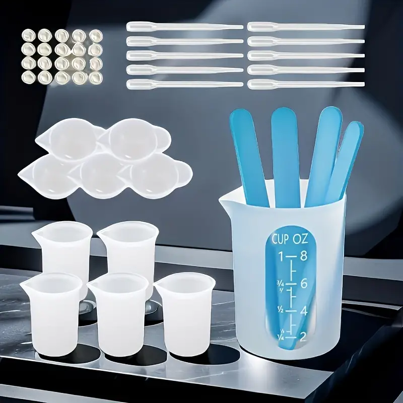250ml Silicone Measuring Cup Resin Glue DIY Tool Jewelry Measuring Cup  spoon 