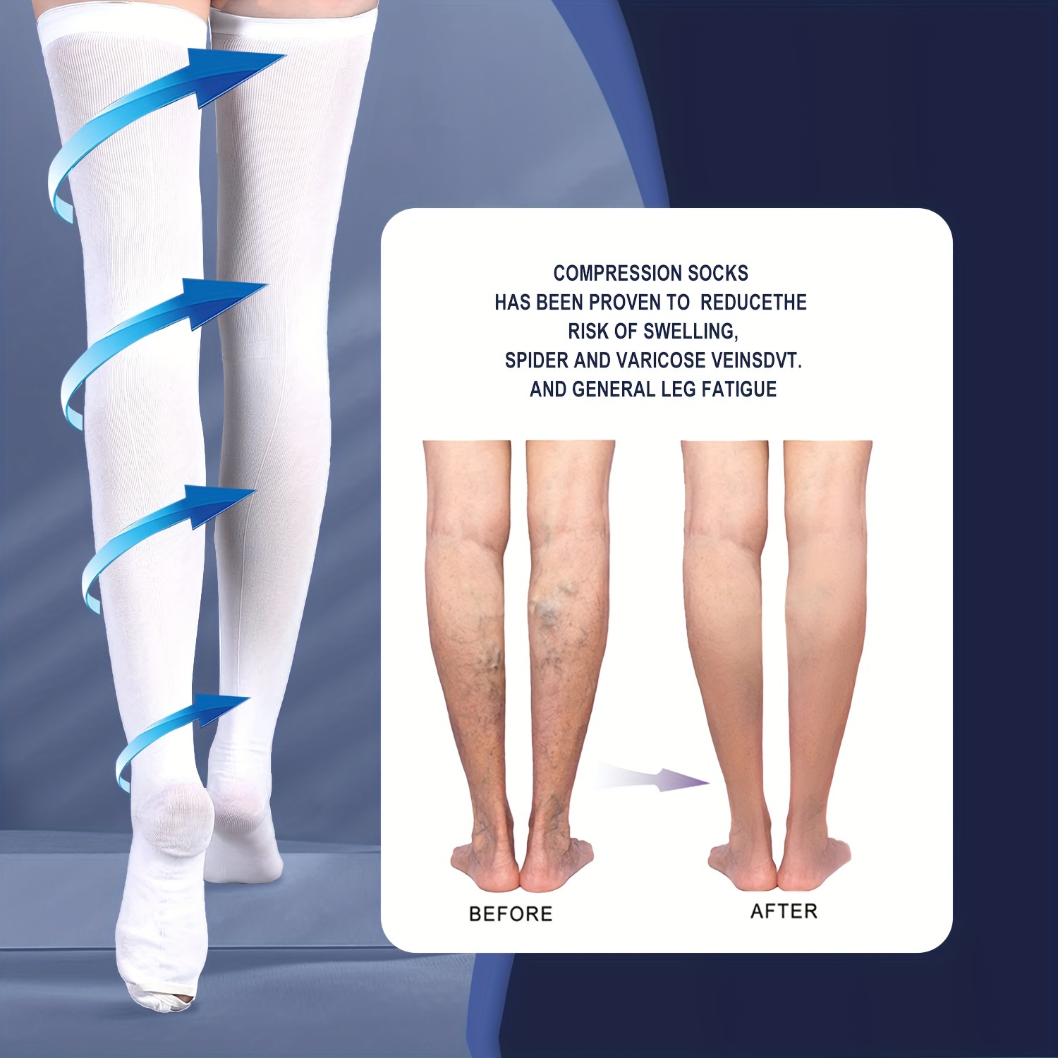 Anti Embolism Compression Stockings, Unisex Thigh High Ted Hose Socks 15-20  mmHg 