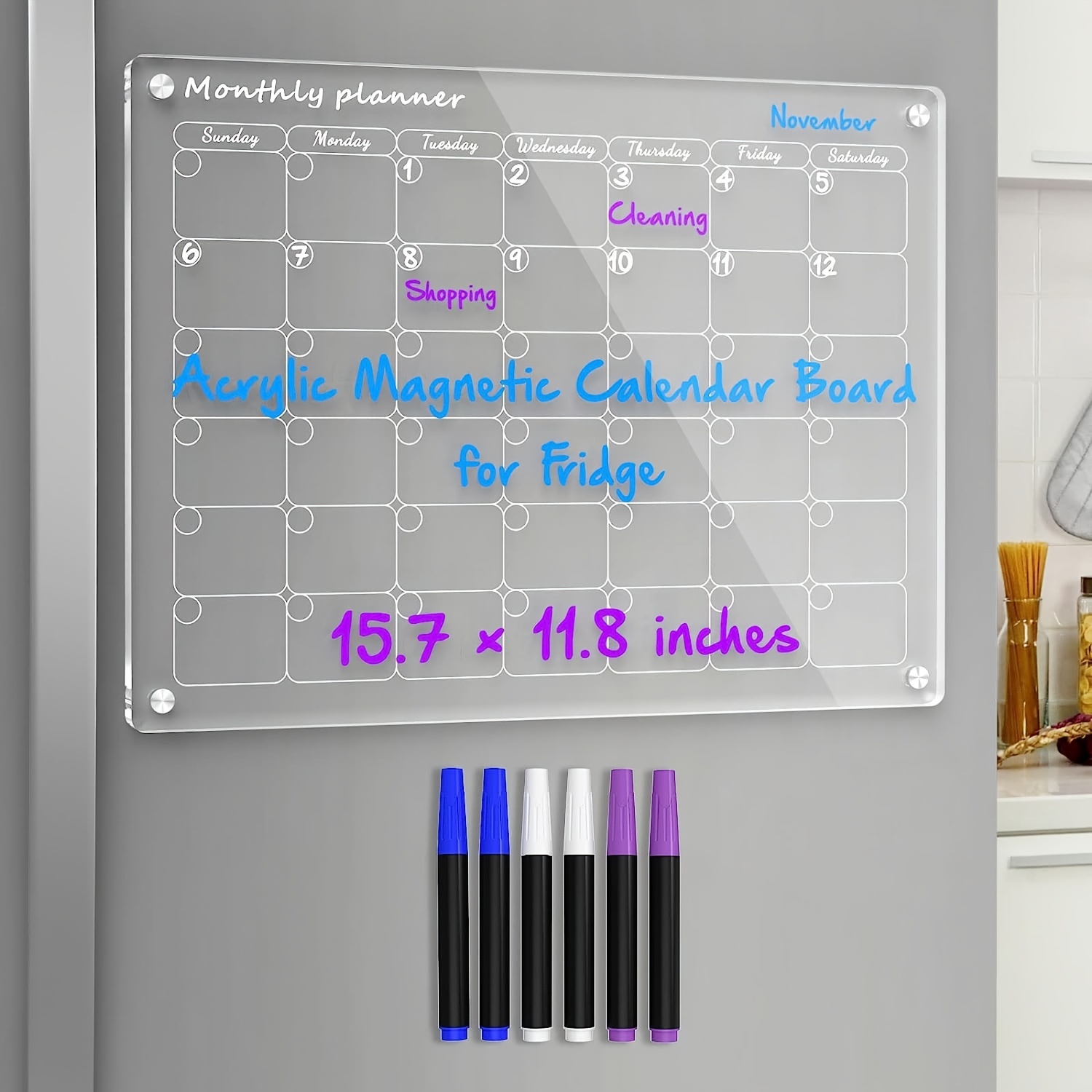 Magnetic Dry Erase Menu Board For Fridge Includes 2 Markers - Temu