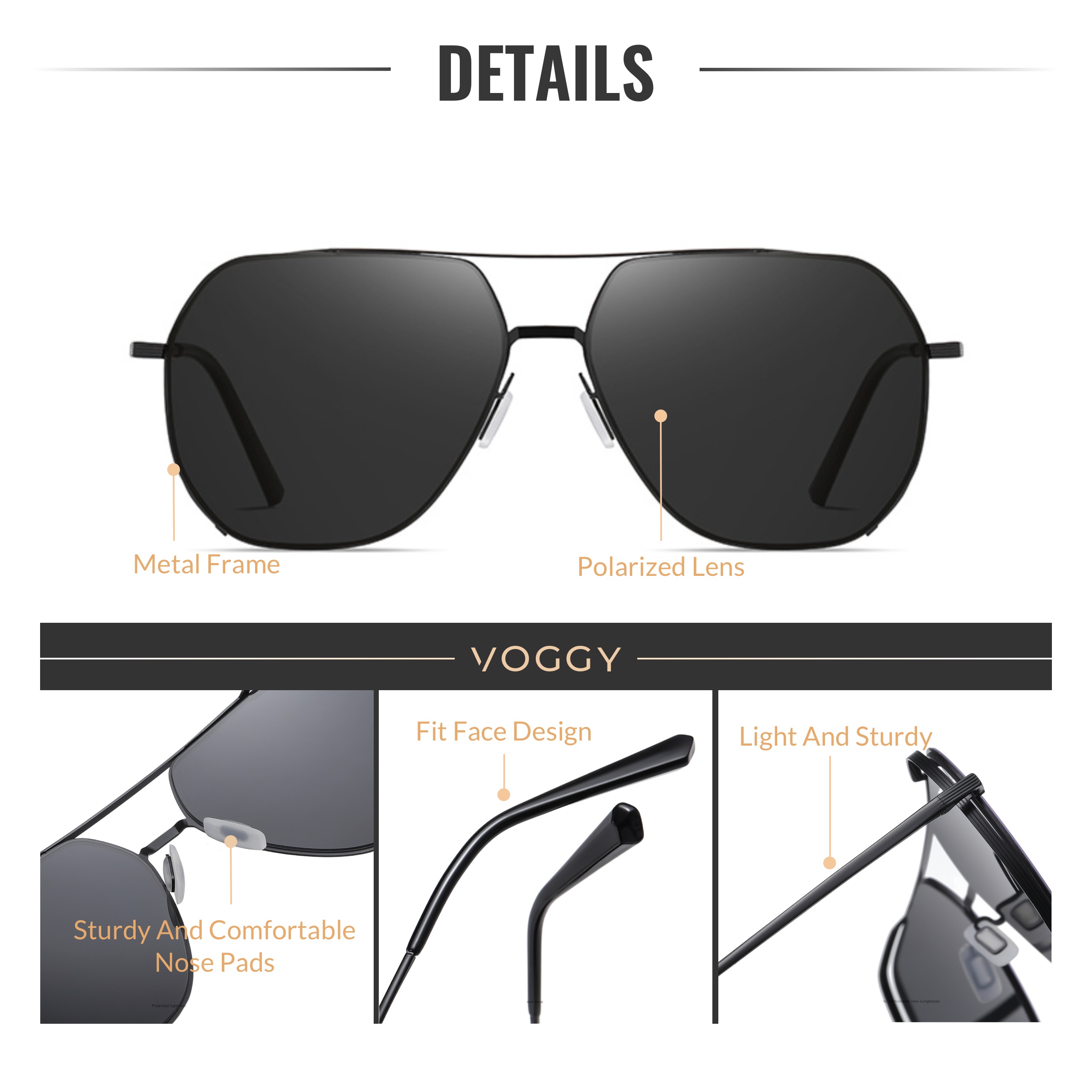 Voggy Unique Nylon Lenses Metal Frame Retro Polarized Uv Protection  Sunglasses Flat Top For Men Women Outdoor Sports Party Vacation Travel  Driving Fishing Cycling Decors Photo Props