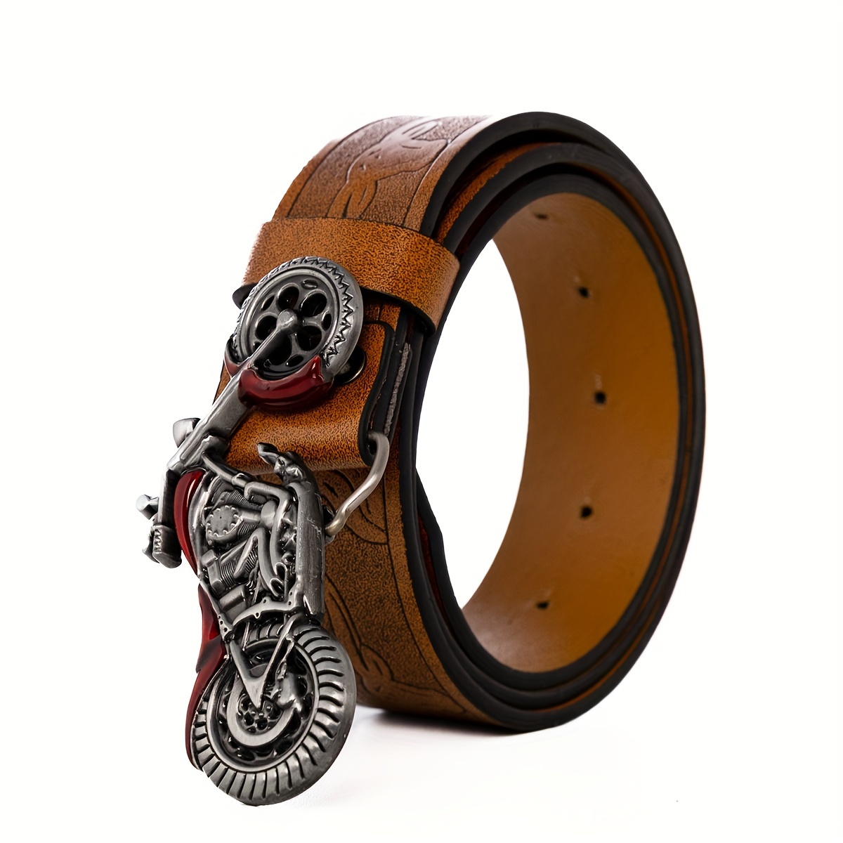 Retro Pattern Buckle Red PU Leather Men's Belt
