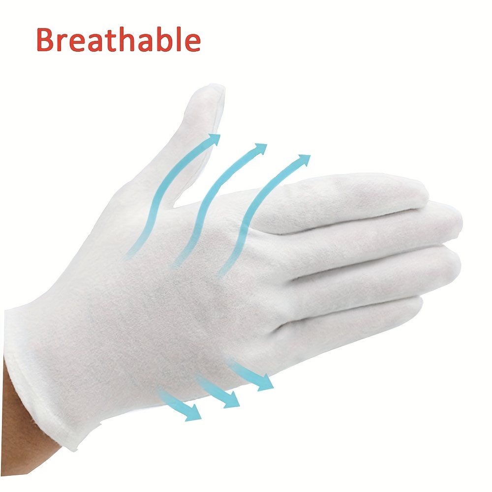  12 pares de guantes de algodón blanco para servir disfraz de  inspección, guantes de tela para manos secas, eczema spa hidratante :  Belleza y Cuidado Personal
