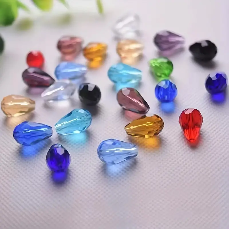 Straight Hole Crystal Teardrop Beads Diy Jewelry Accessories - Temu