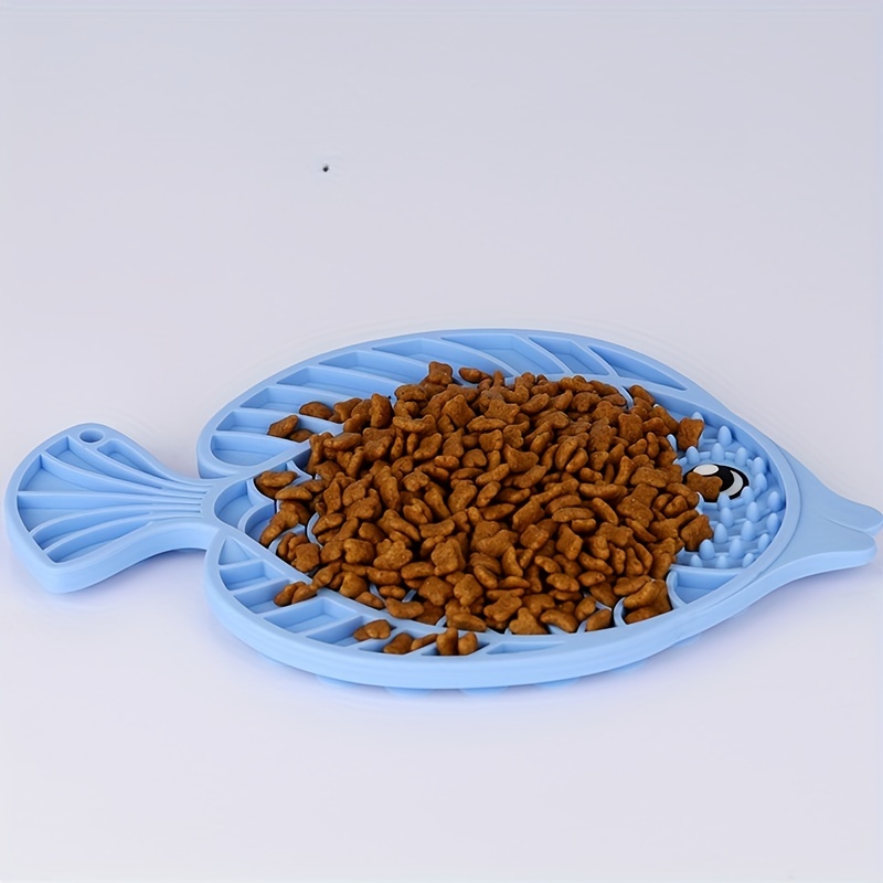 Cat Slow Feeder Bowl Fish-Shaped Cat Puzzle Feeder Food Mat for