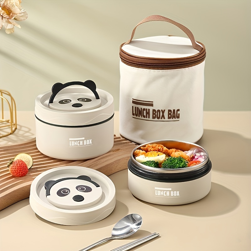 Portable Insulated Lunch Container With Bag, Kawaii Panda Thermal Lunch Box  Bento Box, Insulated Food Container With Handle, Stackable Stainless Steel  Food Container, Kitchen Supplies For Teenagers And Workers At  School,canteen 