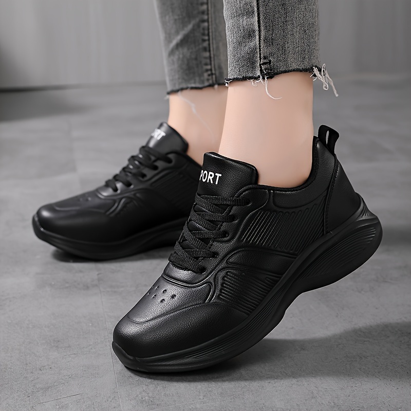 Women's Lace-up Athletic Sneakers - Letter Pattern, Waterproof, Non-slip