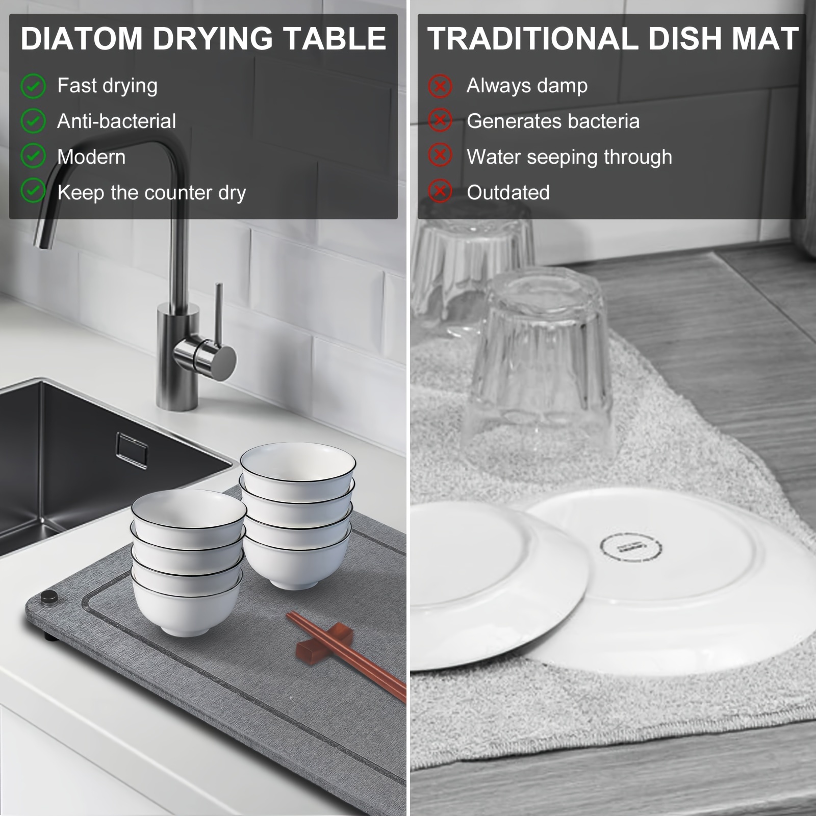 Antibacterial Dish Drying Mats for Your Kitchen (Diatomaceous Earth Mats)