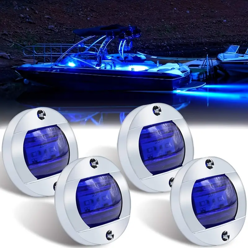 4Pcs Boat Interior Lights LED DC 12V Navigation Bulb Waterproof Round for  Pontoon Fishing Boat Kayak Sailboat