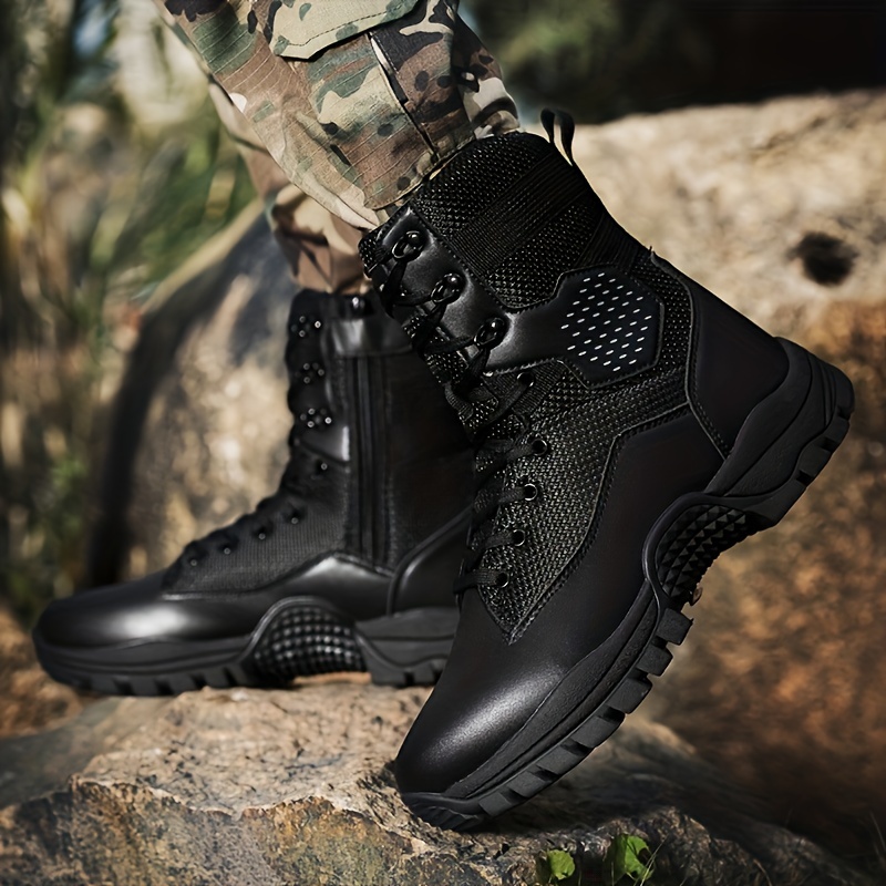 Bottes Randonn e Montantes Solides Style Militaire Hommes