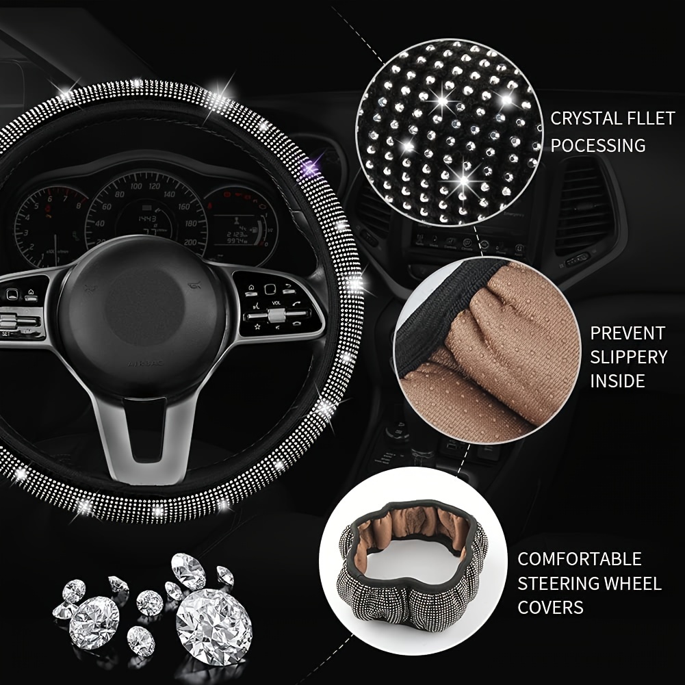Cheap Car Steering Wheel Cover, Universal 37-38cm Soft Plush Rhinestone  Cover,Car Interior Decoration,Warm Steering Wheel Cover,Car Accessories |  Joom