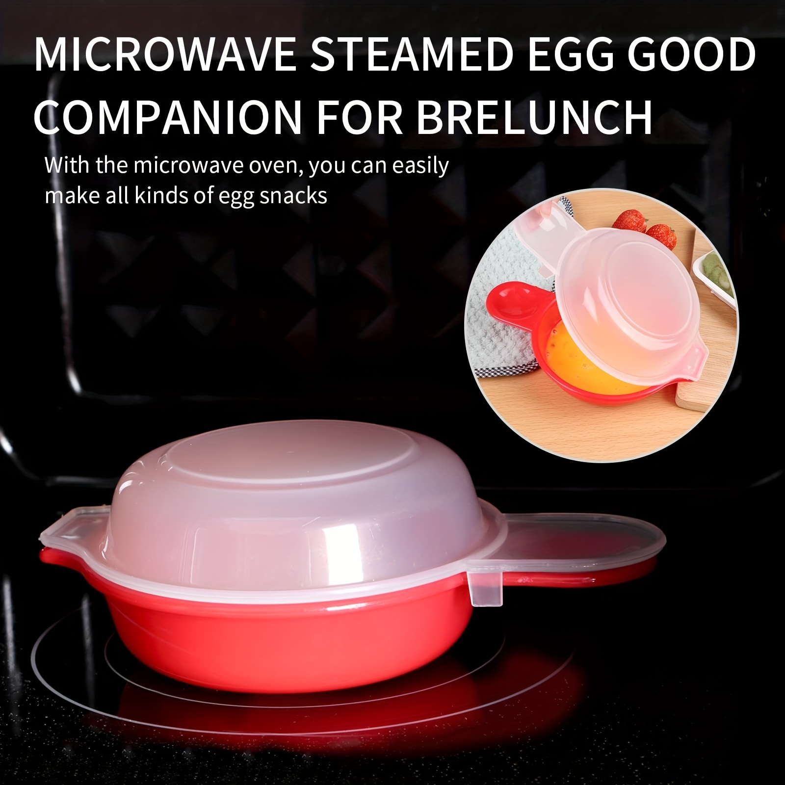 Cocedor de huevos para microondas Easy Eggwich, rojo y transparente oso de  fresa Hogar