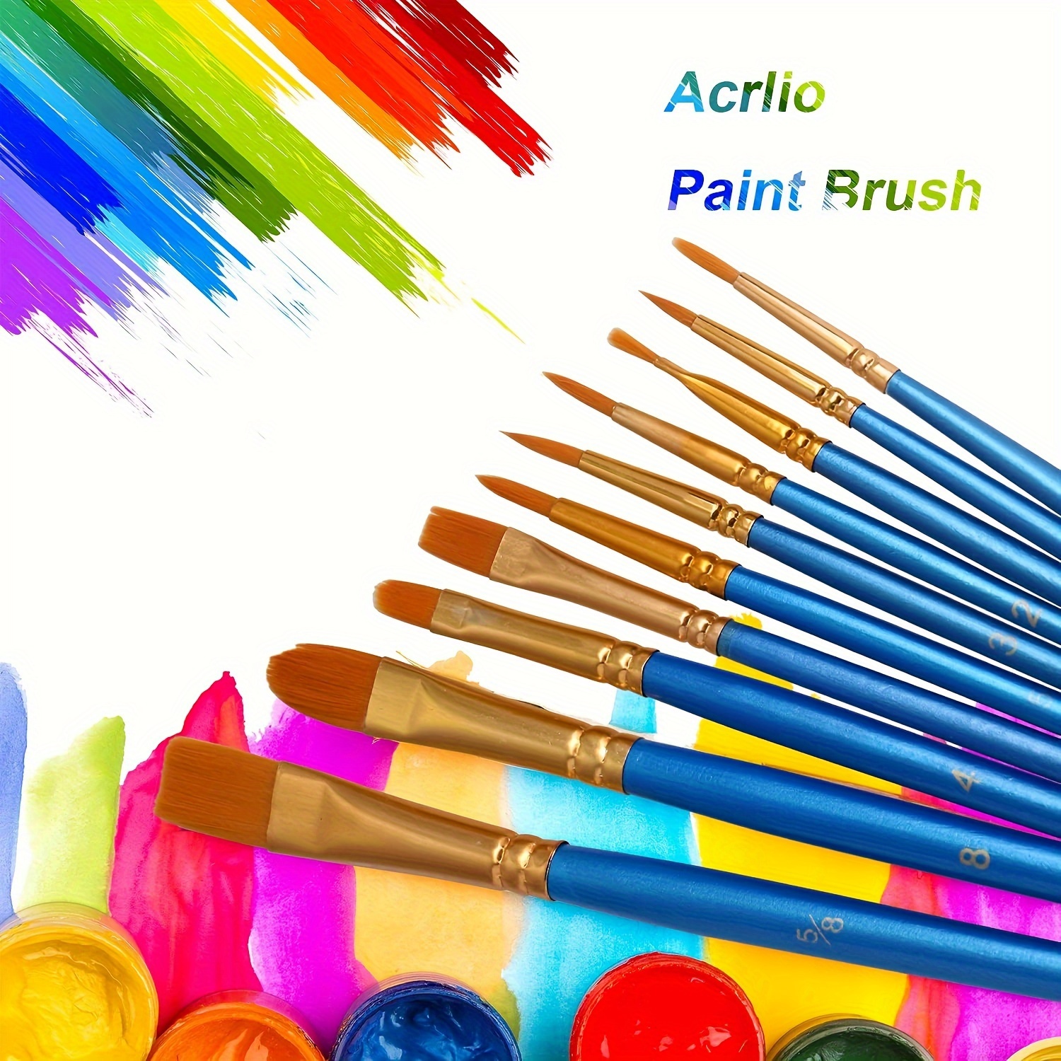 Blue Acrylic Paint Brush Set, 20pcs Round Pointed Artist Brushes For  Acrylic, Oil, Watercolor Painting, Painting Board, And Rock. Halloween  Pumpkin Ce