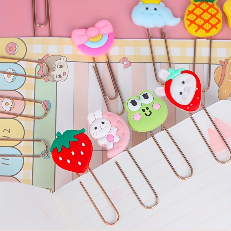 10pcs Cartoon Bookmarks Paper Clips Metal Clips Student Office Note Journal