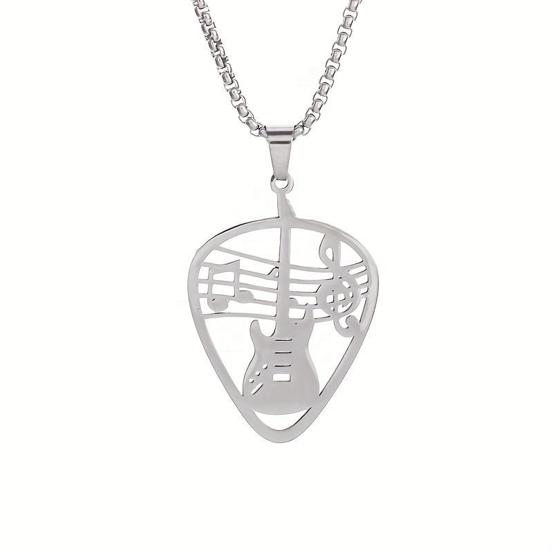 New Trend Stainless Steel Guitar Note Pendant Necklace Men - Temu Canada