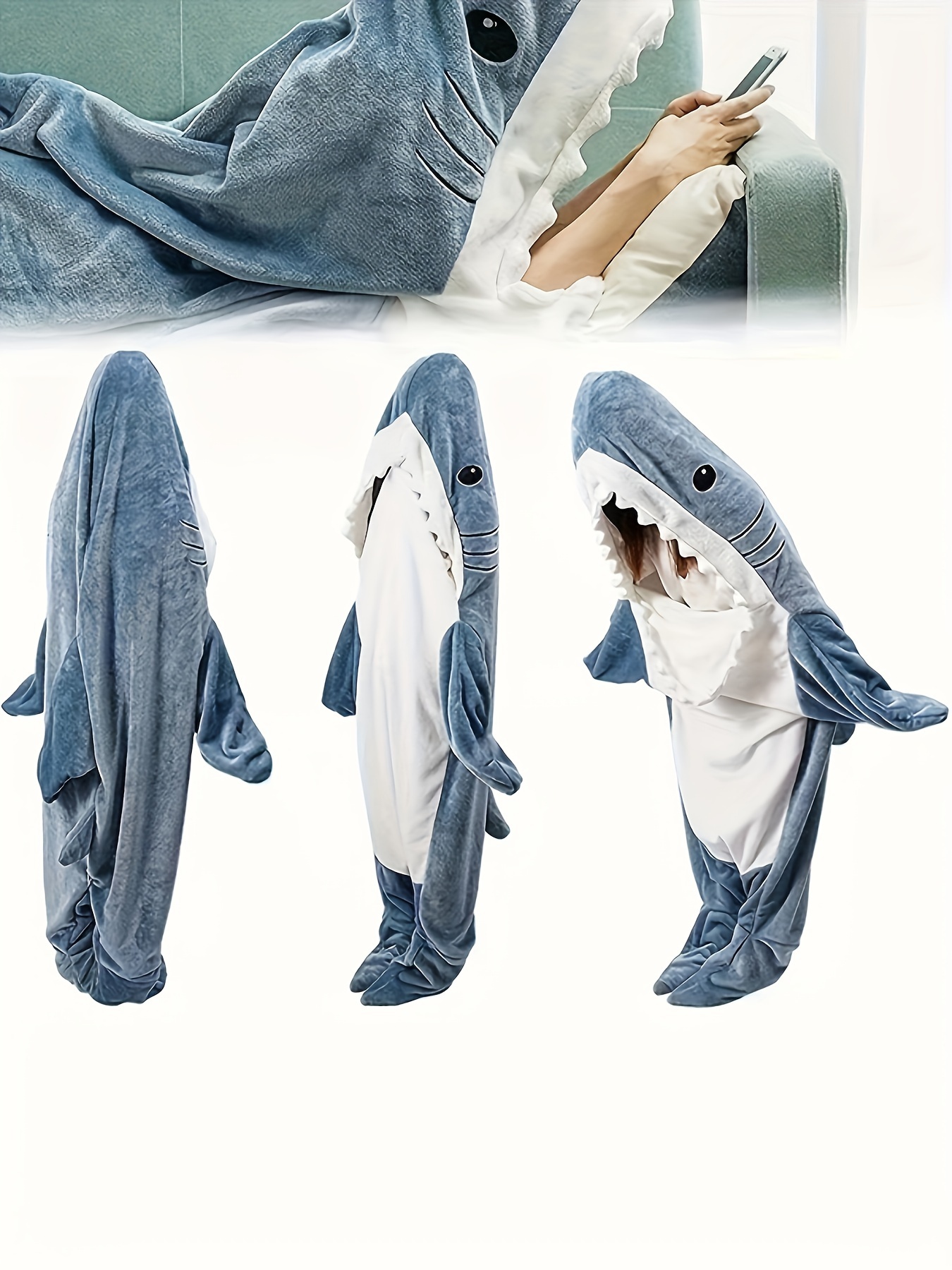 Mono de pijama de franela de tiburón lindo para festival de música, mono de  pijama holgado con capucha divertida, lencería y ropa de dormir para mujer