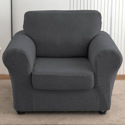 2pcs set leaf texture jacquard armchair slipcover stretch armchair cover with seat cushion cover spandex non slip elastic removable and washable sofa cover couch slipcover for banquet coffee shop dining room for home decor