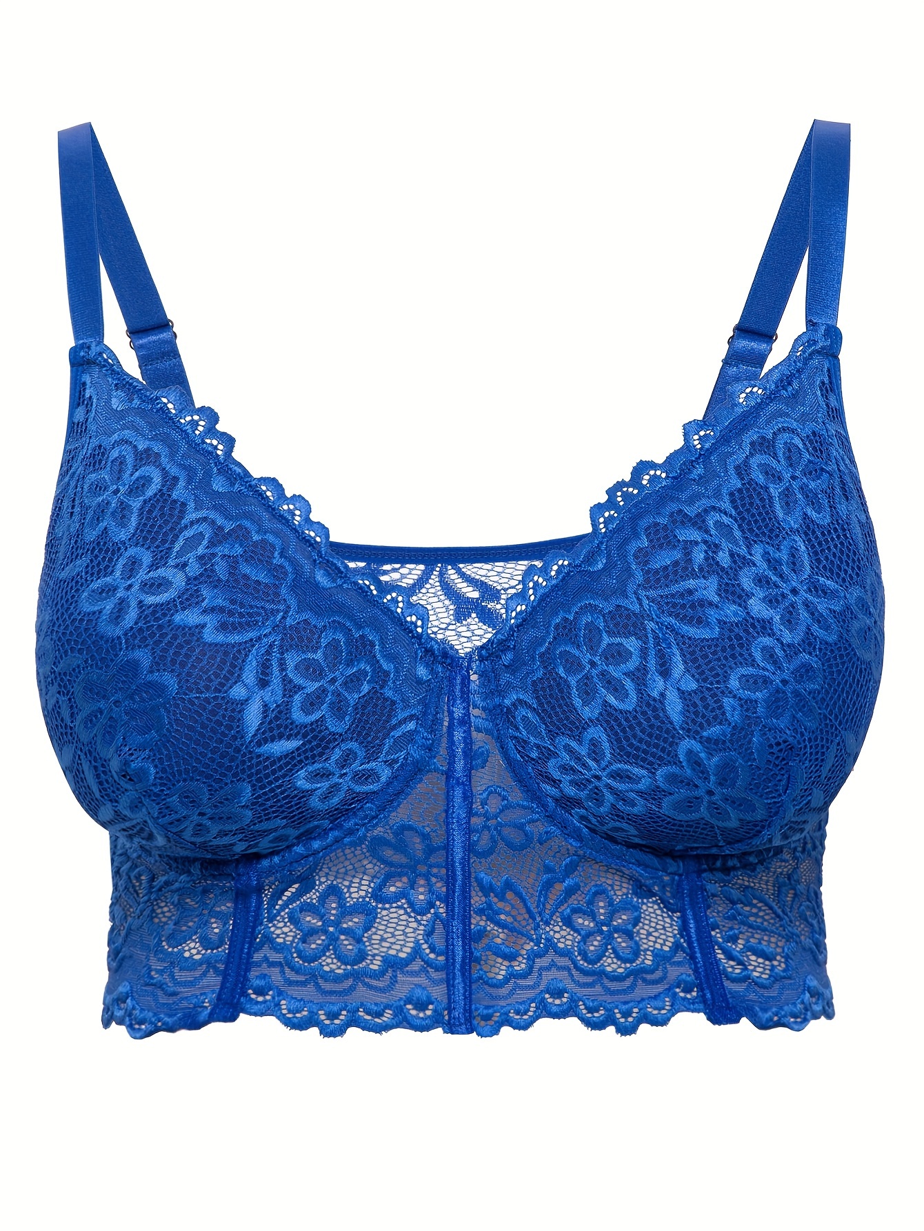 Sexy Bra Women Front Closure Lace Hollow Thin Deep V Halter