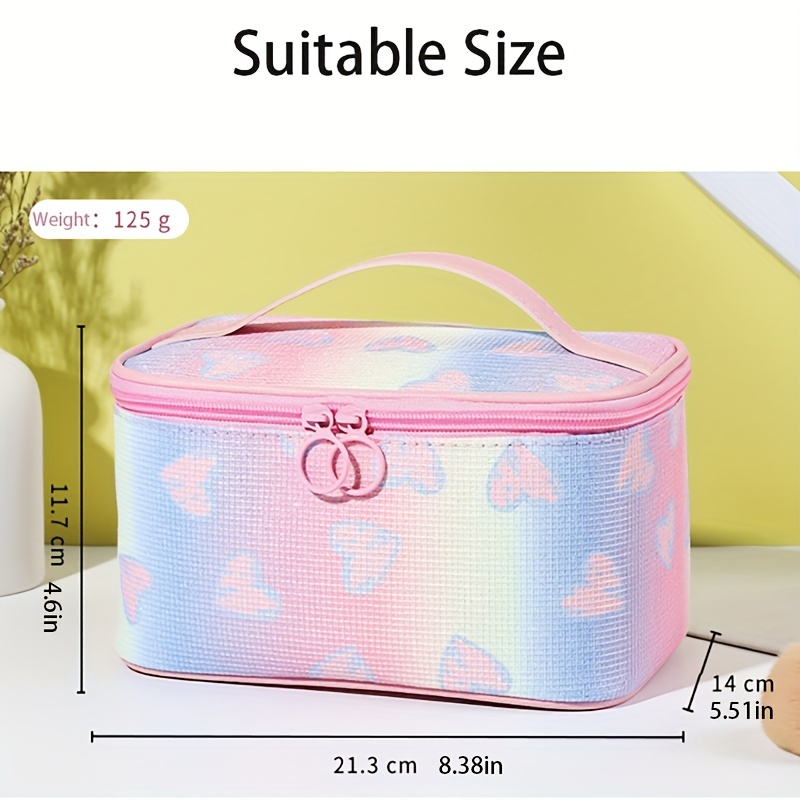 Ombre Heart Pattern Makeup Bag Zipper Travel Cosmetic Bag Portable