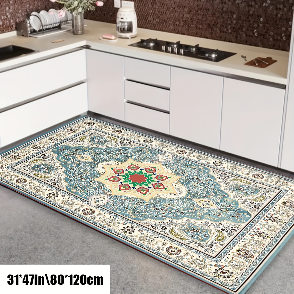 Imitation Cashmere Rugs Living Room Rugs: Soft Bedroom Rugs No Shed  Washable Farmhouse European Style Large Flowers Vintage Rugs For Kitchen  Restaurant Home Office Table Under Floor - Temu