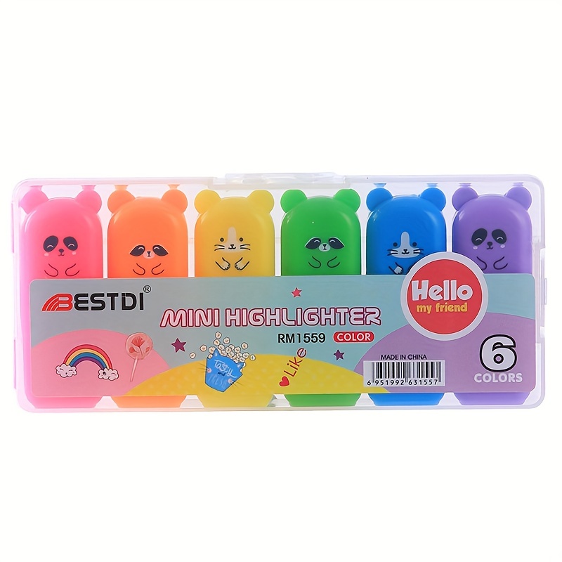 6-color Cute Mini Highlighters - Perfect For Home & School Use! - Temu