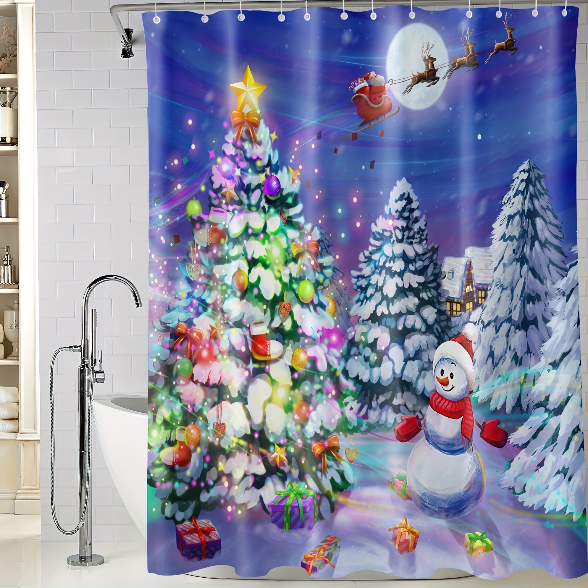  Waterproof Fabric Shower Curtain, Christmas Tree