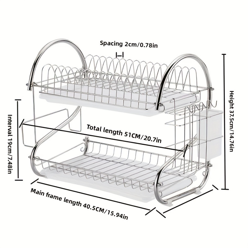 1pc 2-Tier Dish Rack, Soporte Para Platos Negro Con Bandeja De Drenaje Para  Encimera De Cocina, Escurridor De Platos Con Soporte Para Utensilios Y Sop