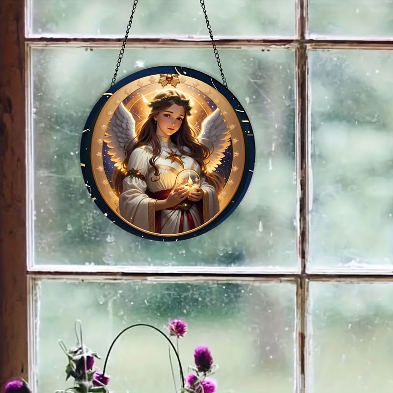 1pc, Acrylic Christian Jesus Virgin Mary Pattern Pendant Premium Mysterious  Home Decor Window Hanging Sun Catcher, Door Window Decoration Pendant, Art