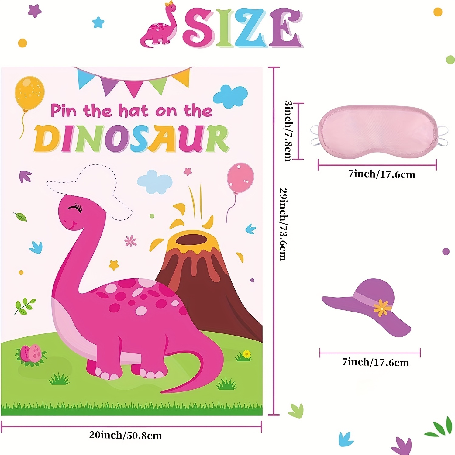 Pin The Tail On The Dinosaur Game With Tail Stickers For Birthday