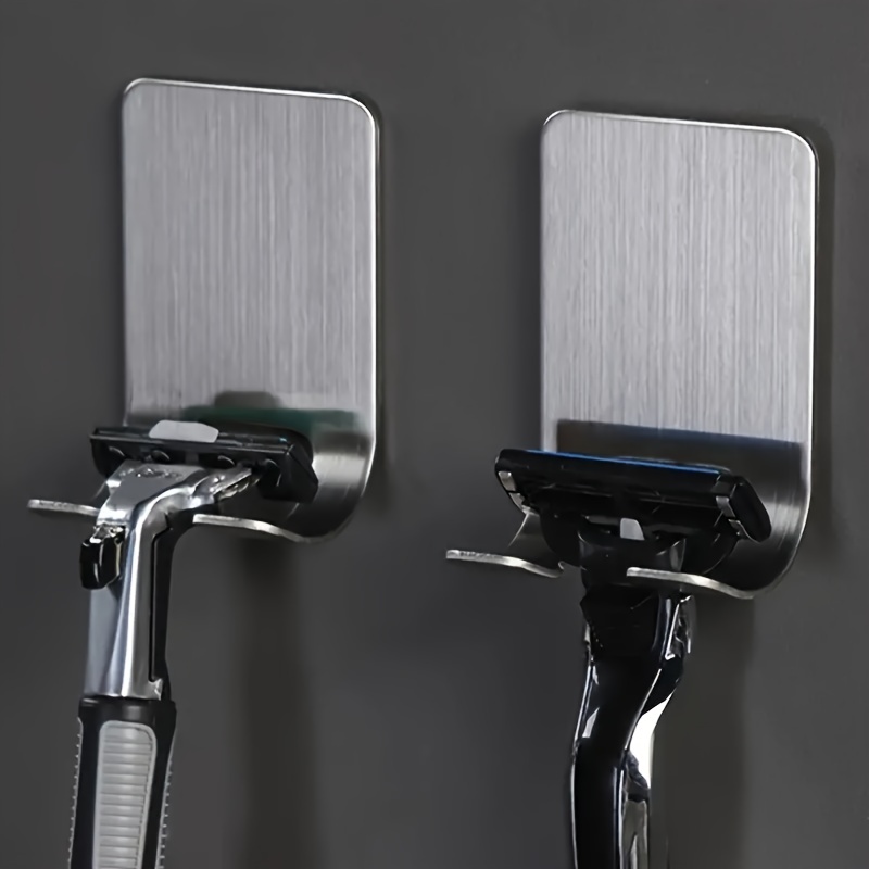 4Pcs Shower Hooks for Inside Shower Razor Holder, Stainless Steel Shower  Hanger Hook for Wall, Brushed Nickle Adhesive Razor Hook for Bathroom, Self