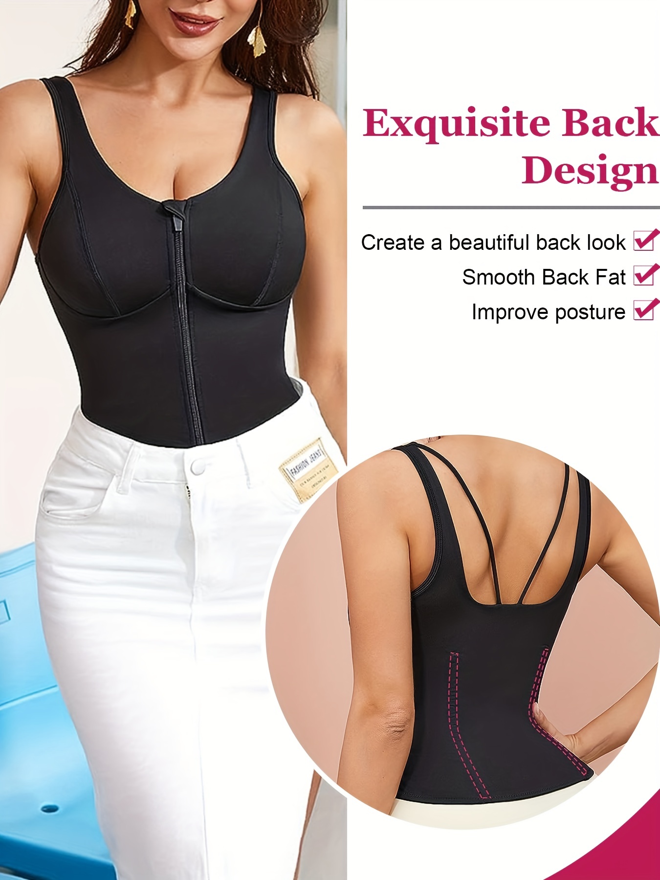 Women V-Neck Compression Cami Vest Tummy Control Body Shaper Camisole Plus  Size