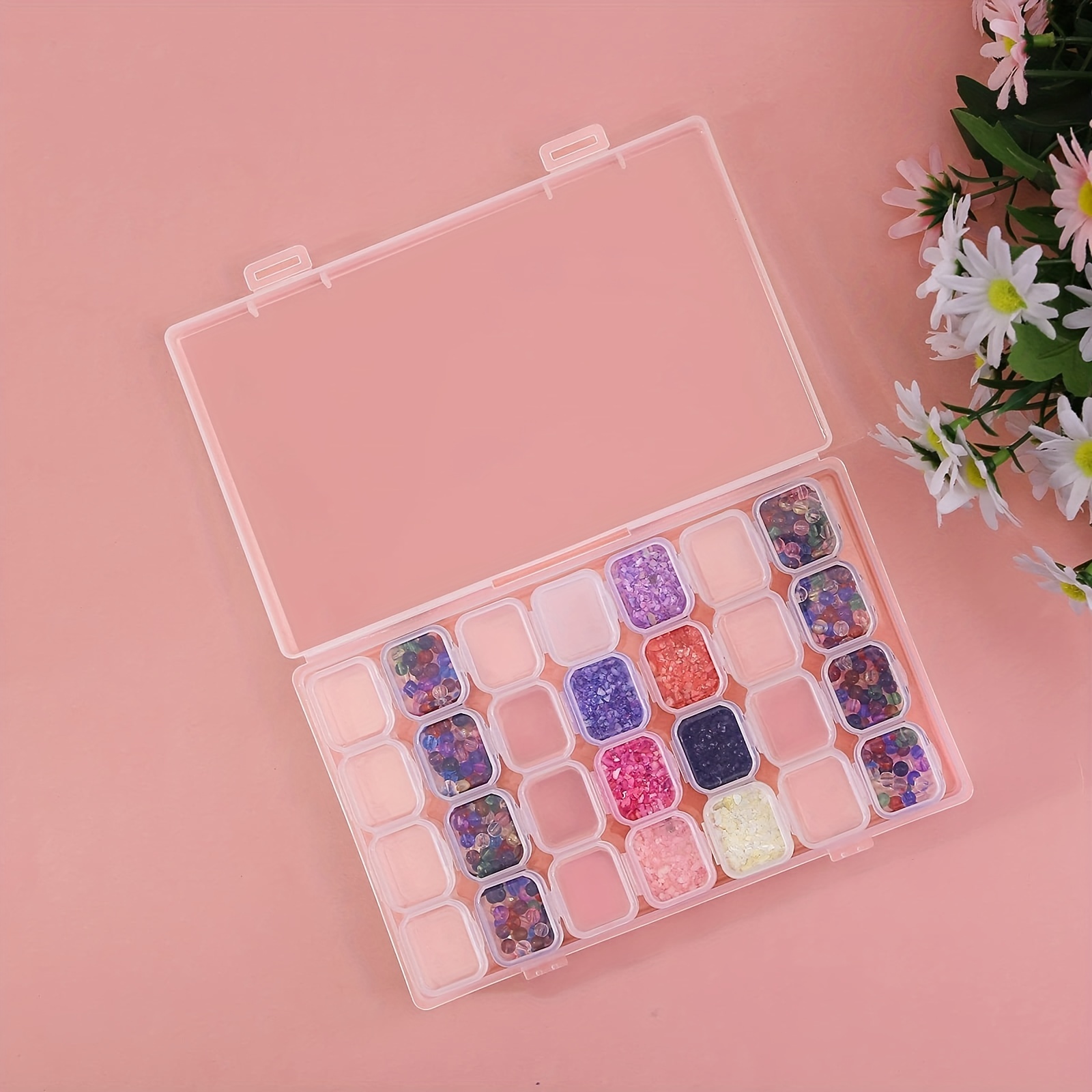 1 Piece 28/56 Grid Clear Diamond Painting Storage Container For Bead Storage,  Sewing, Nail Diamonds, Embroidery Box Storage Box, Storage Box For Nails  Diamonds And Beads, Suitable For DIY Art Craft Art