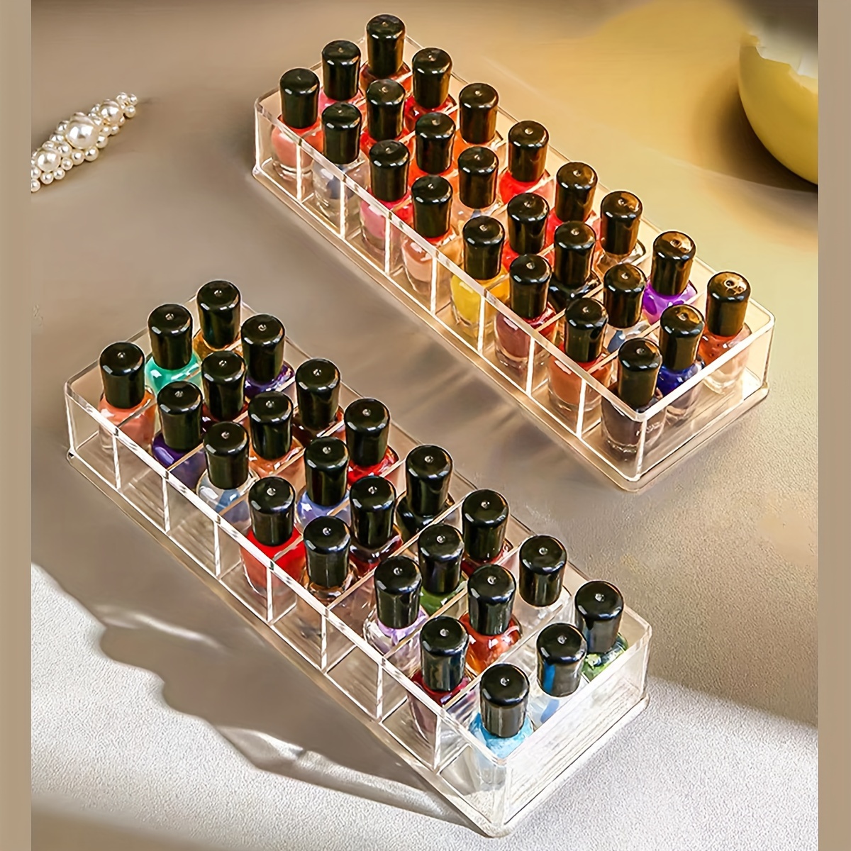 Nail Art Tools Organizer Varnishes Nail Polish Storage Box Plastic Makeup  Lipstick Holder Cosmetic Container 