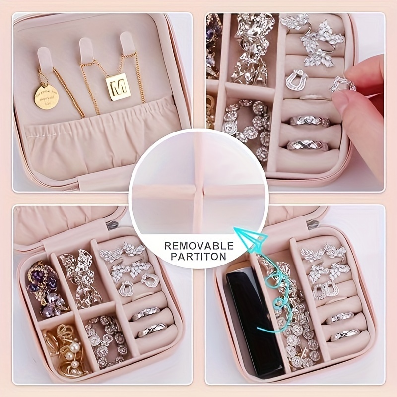 Mini boîte de rangement de bijoux portable pour femmes, étui de rangement  pour boucles d'oreilles et colliers, étui de voyage à domicile, vitrine en  cuir pour matiques - AliExpress