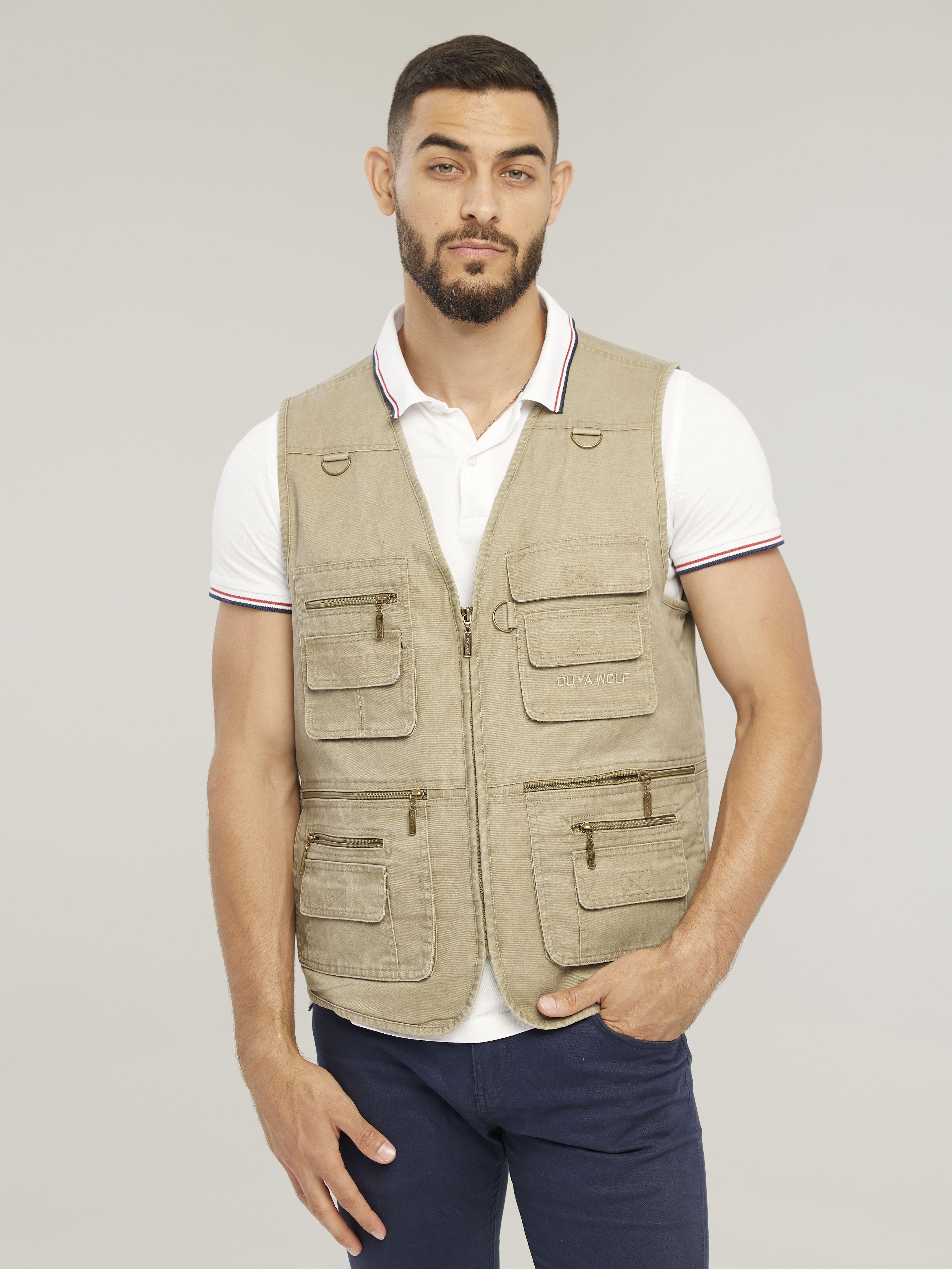 Zipper Pockets Cargo Vest Men's Casual Outwear Zip Vest - Temu Philippines