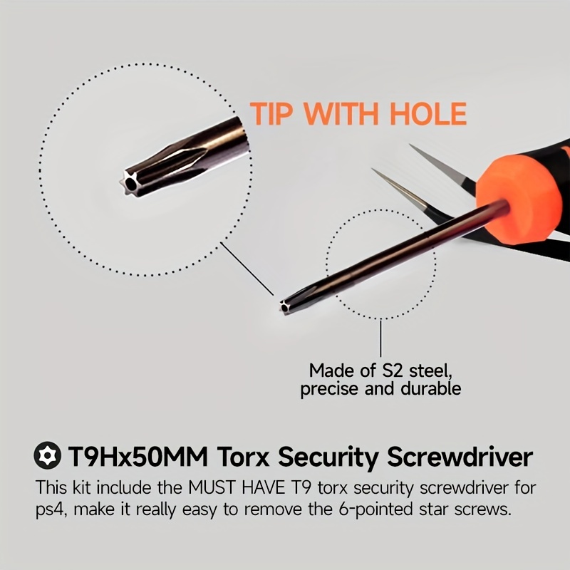 Kit de réparation et de nettoyage pour PS4 PS5, PERFFIER TR9 Torx Security  Screwdriver avec ensemble