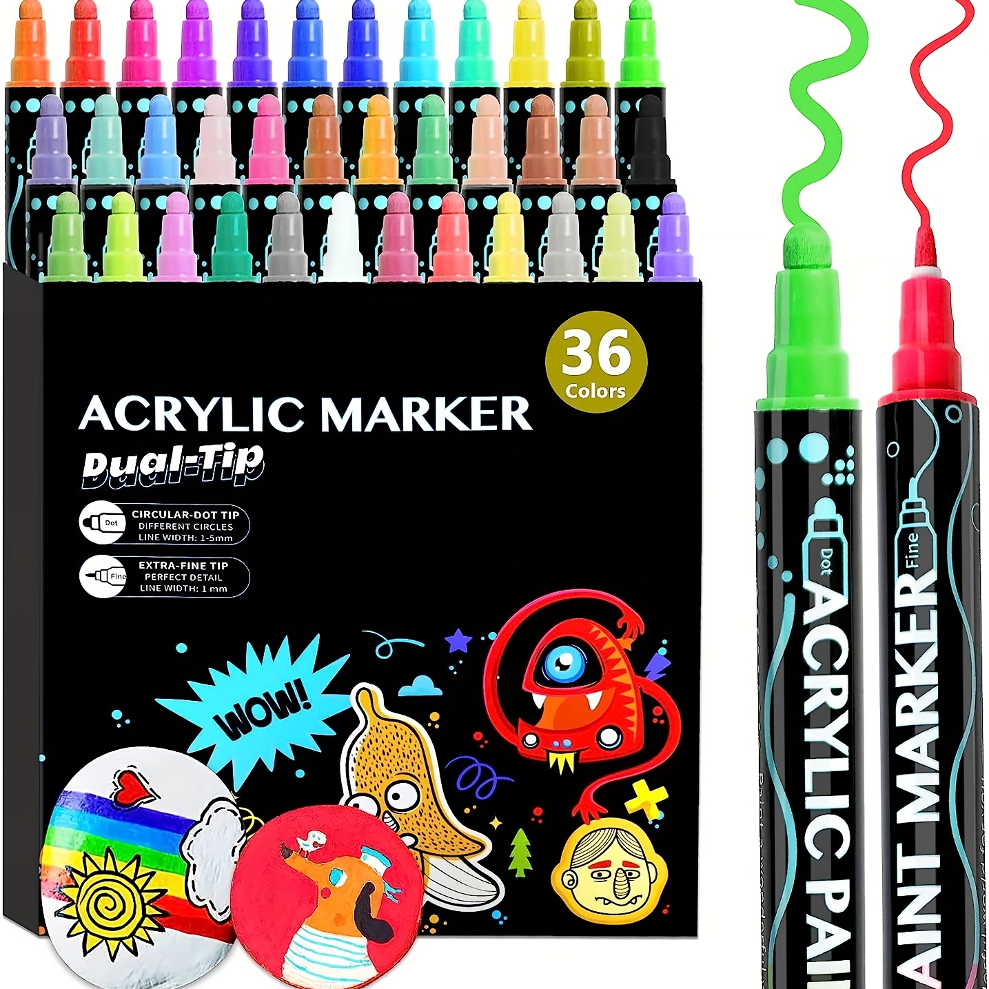 colpart Brush Tip Acrylic Paint Pens-48 Colors Acrylic Paint Markers  Calligraphy Art Markers for Lettering,Card Making,Rock painting,Stone,  Ceramic